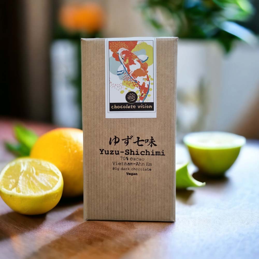 Yuzu-Shichimi – Dunkle Schokolade mit japanischen Gewürzen - Vegan